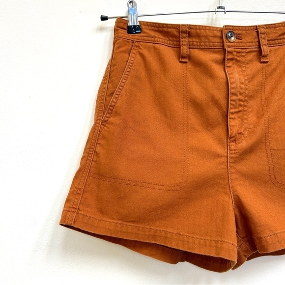 Madewell Camp Shorts Burnt Sienna Orange High Waisted, Size Small - Picture 6 of 13